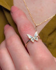 Butterfly Blue Enamel Gold Adjustable Ring