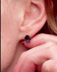 London Blue Topaz Oval Gold Studs