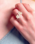 Twin Lotus Silver Adjustable Ring