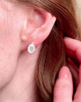 Mother Of Pearl Oval Gold Studs