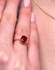 Garnet Oval Gold Adjustable Ring