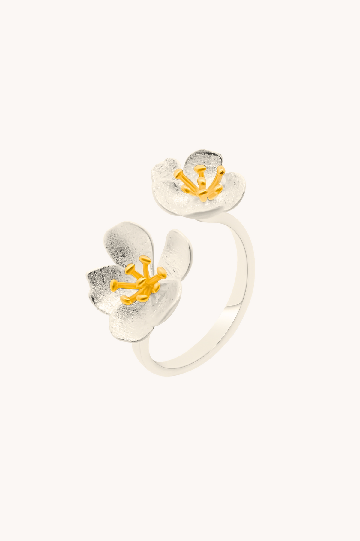 Sakura Bouquet Silver Adjustable Ring