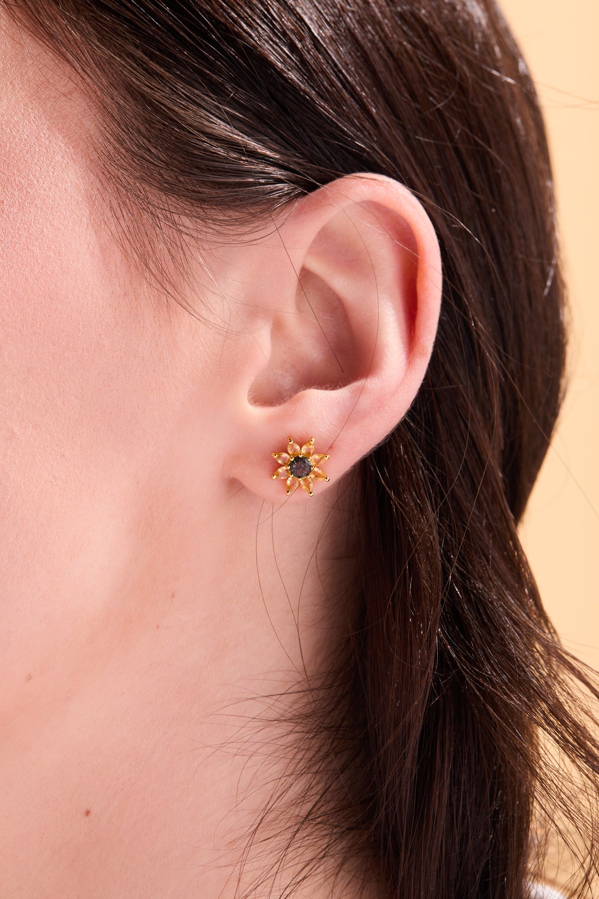 Sunflower gold stud earrings