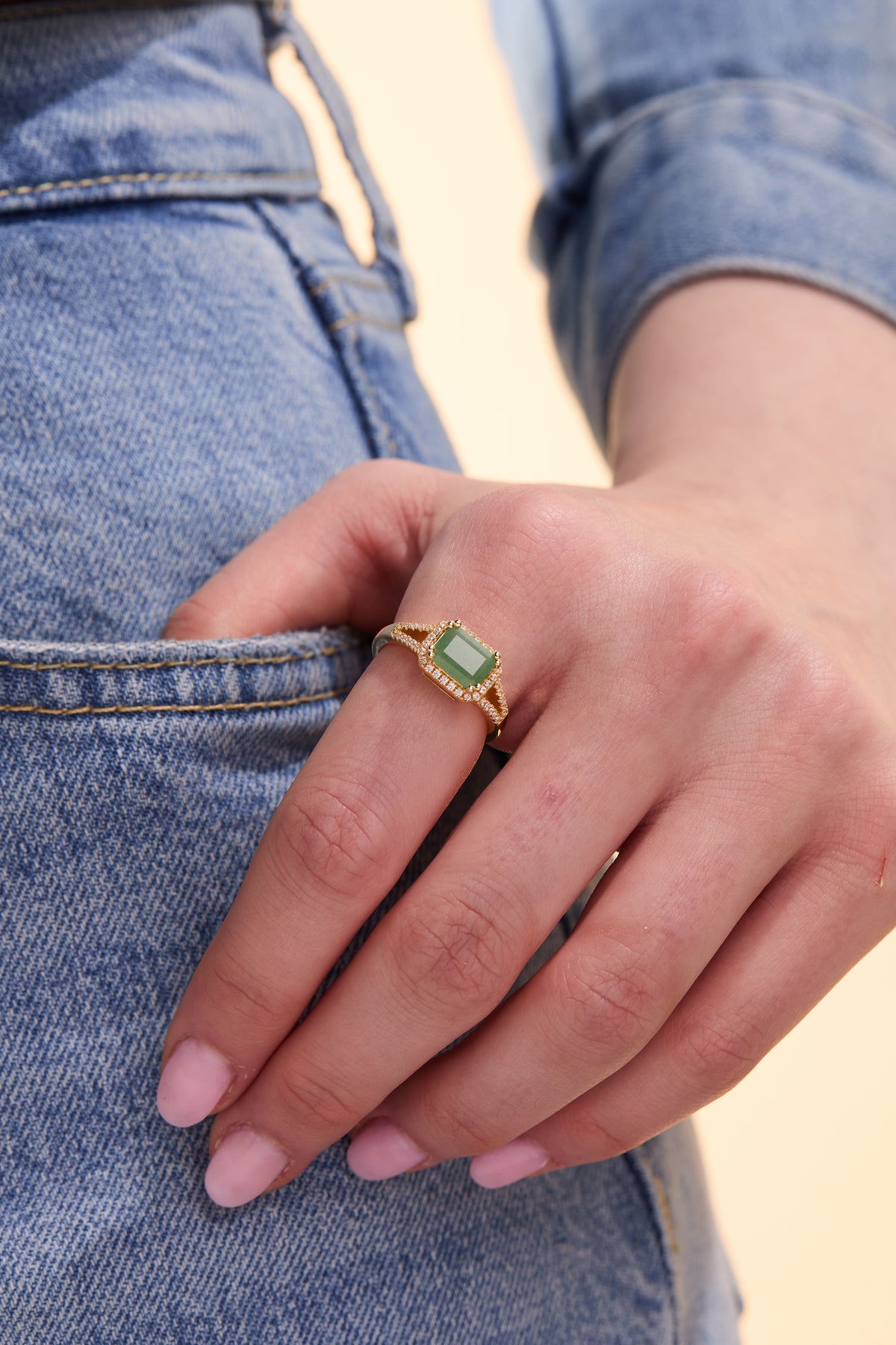 Jade Timeless Gold Adjustable Ring