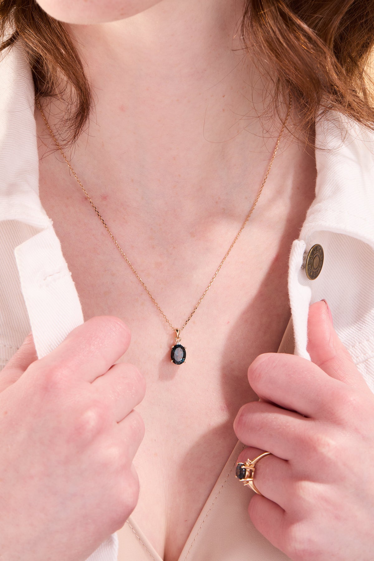 London Blue Topaz Oval Pendant With Chain
