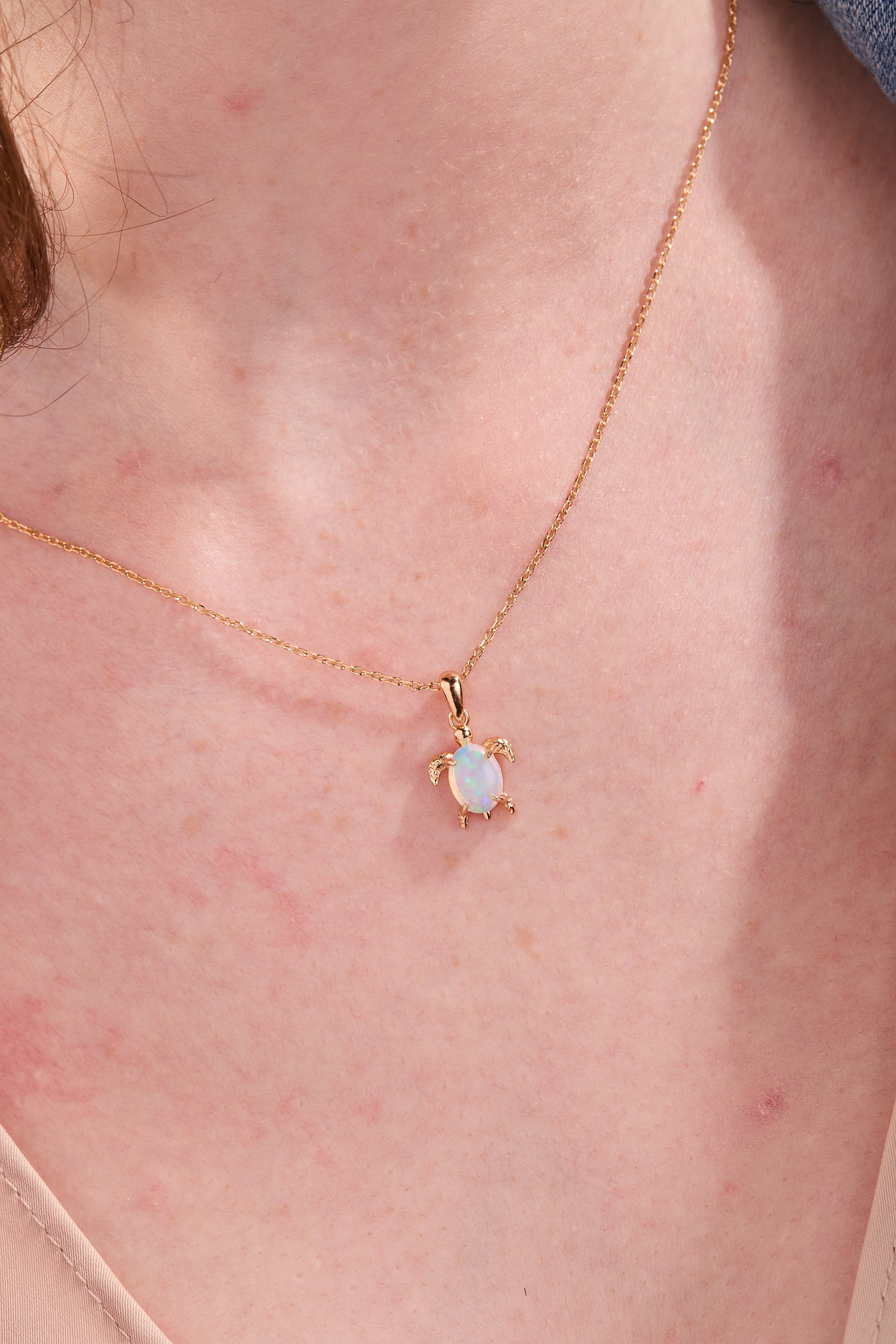 Turtle Opal Pendant With Chain