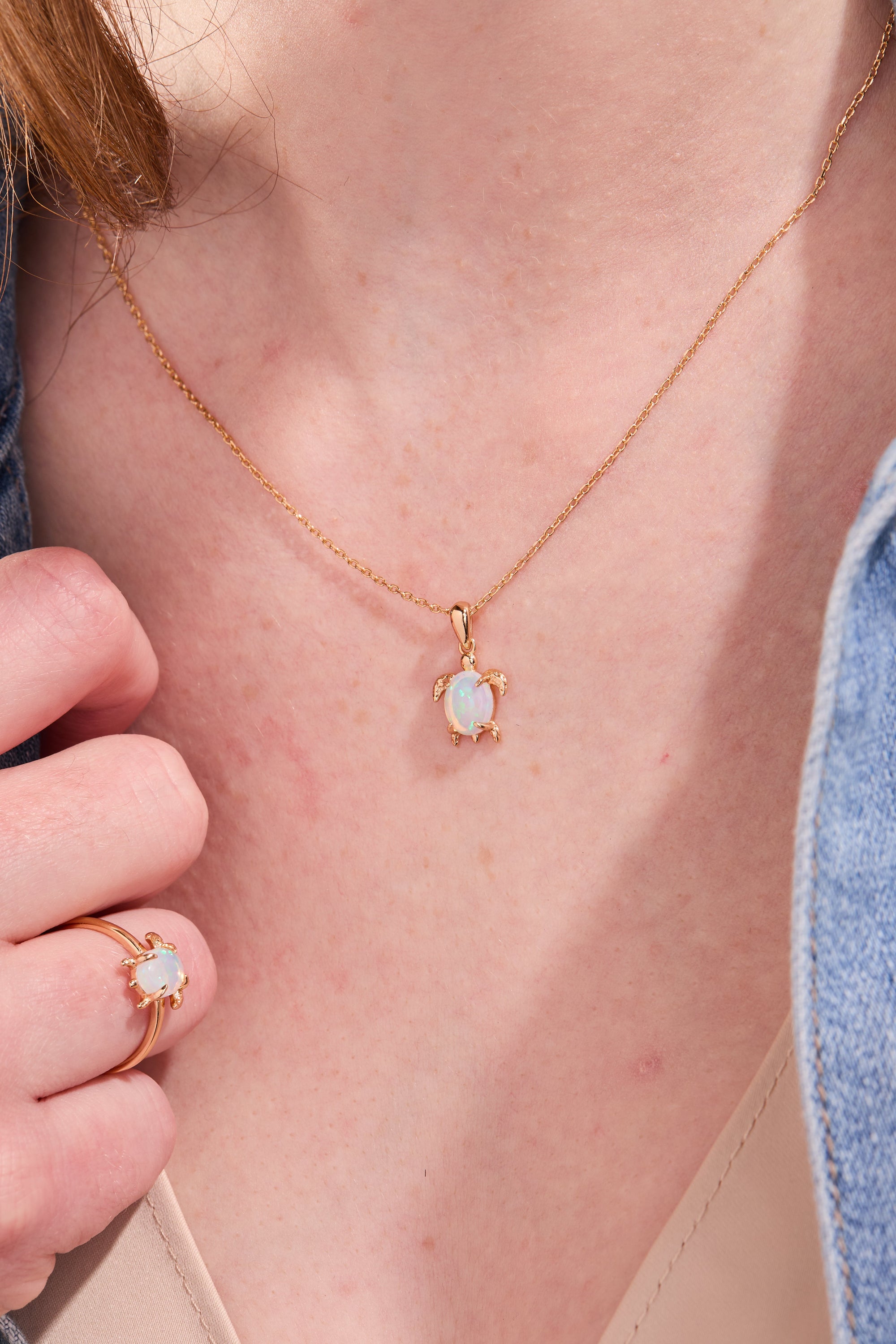 Turtle Opal Pendant with Chain