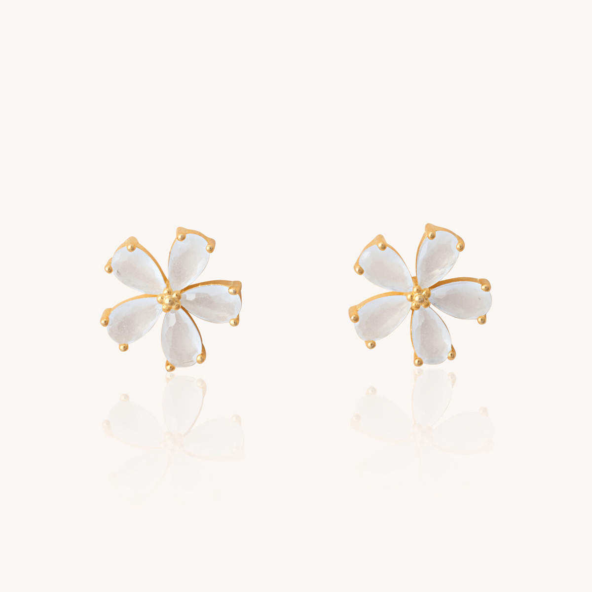 Plumeria Gold Stud Earrings