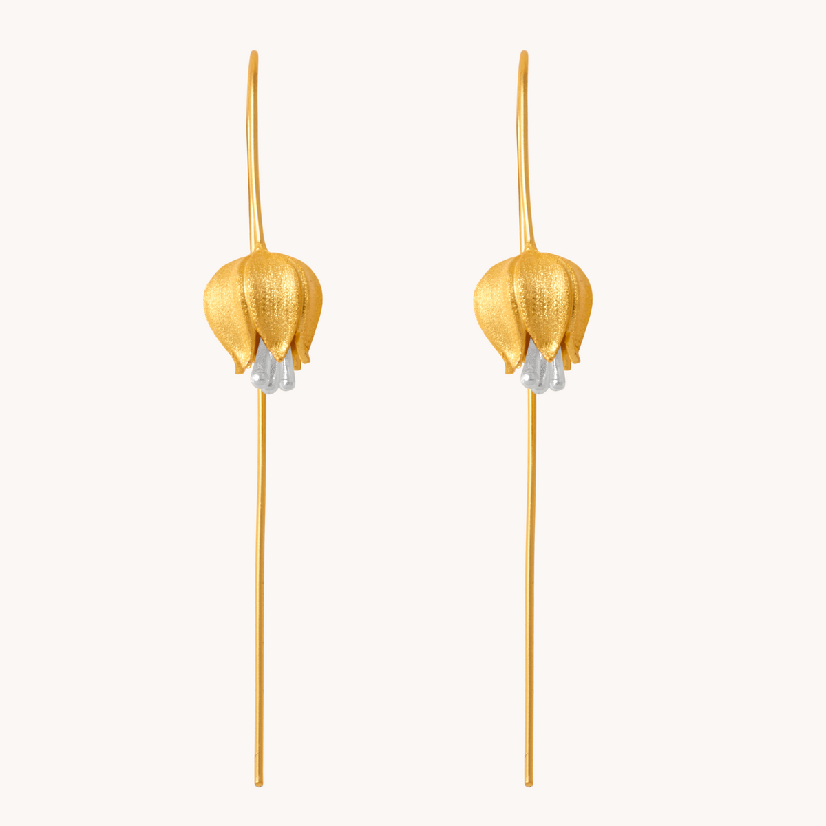 Tulip Bulb Gold Drop Earrings