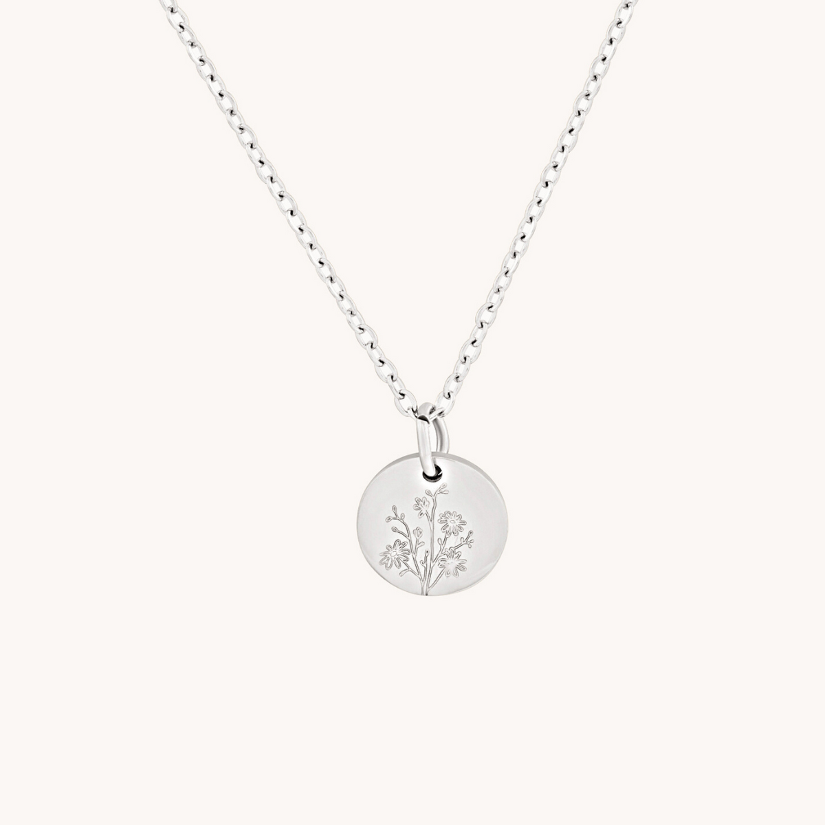 September Aster Silver Birthflower Necklace