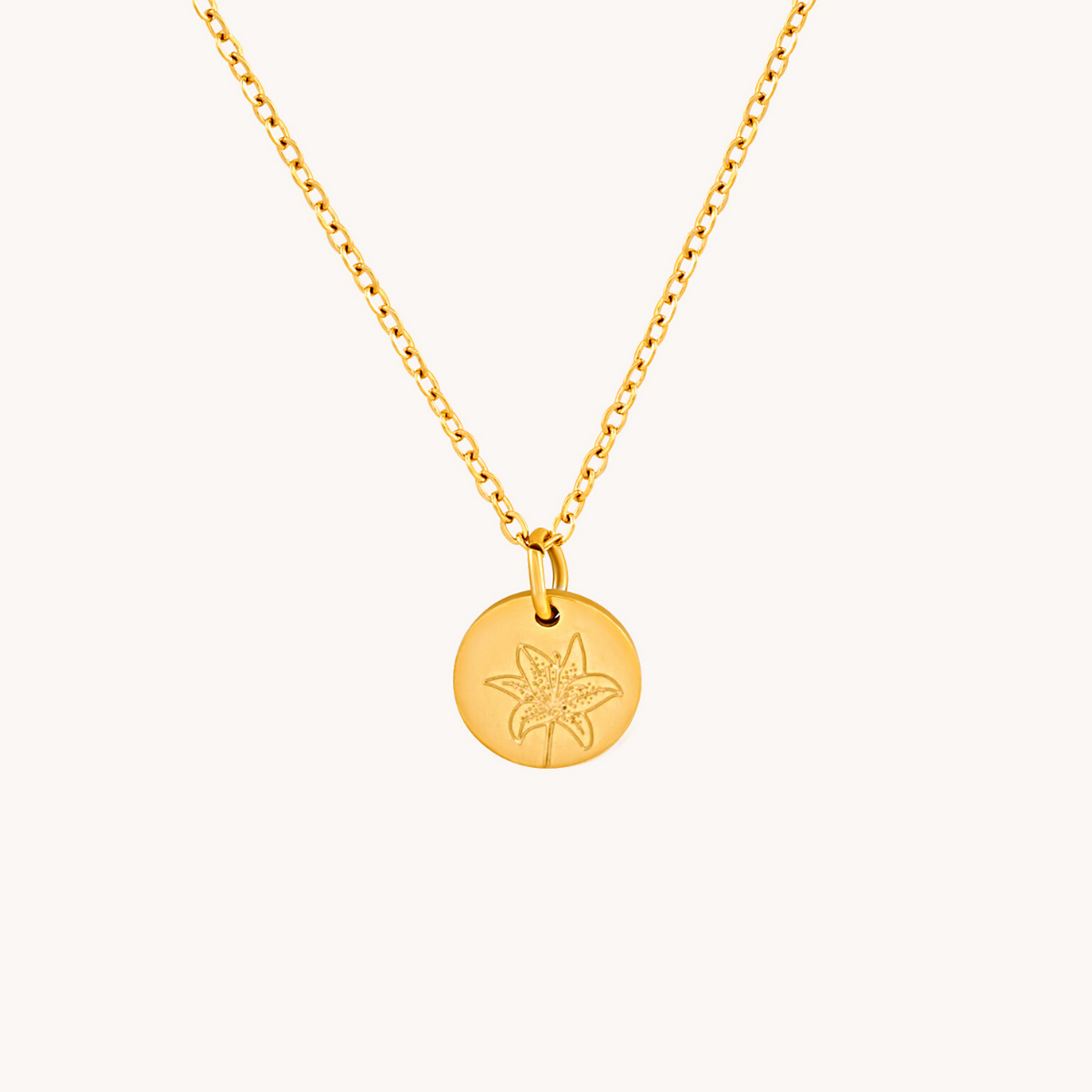 May Lily Gold Birthflower Necklace