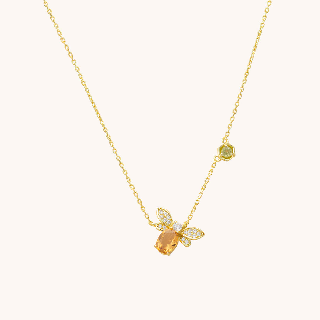 Honeybee Citrine Gold Necklace