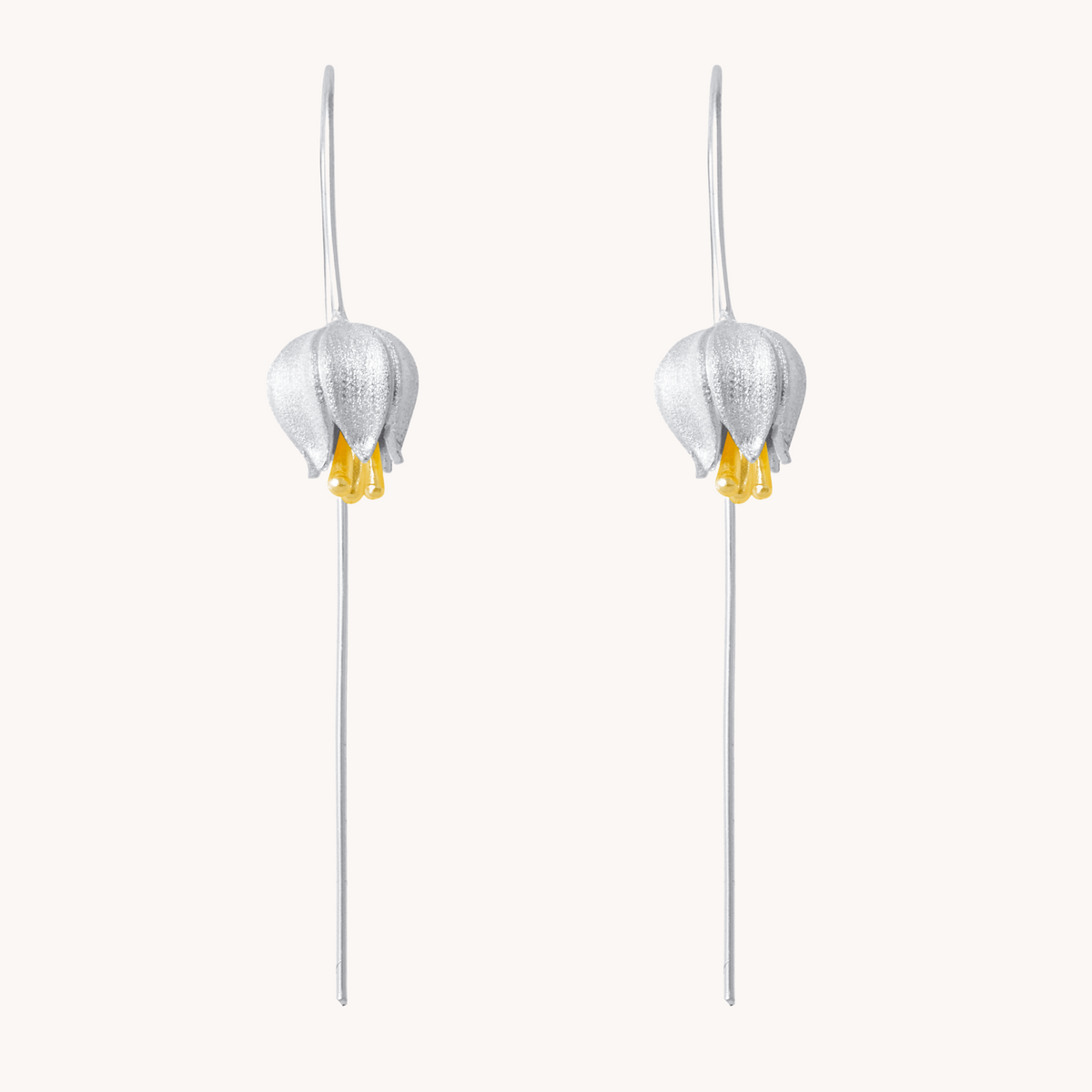 Tulip Bulb Silver Drop Earrings