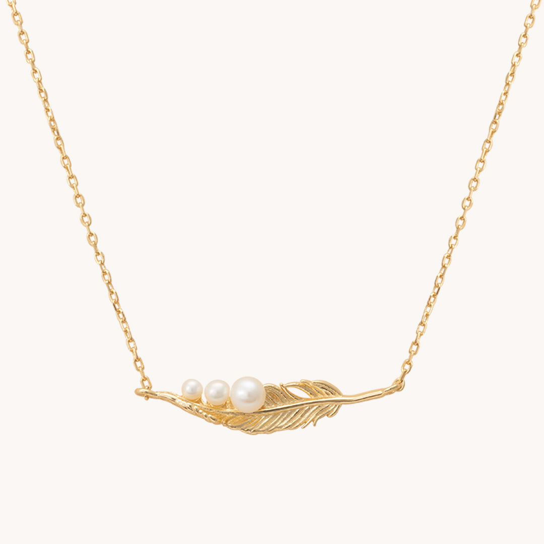 Fern Leaf with Pearl Gold Necklace