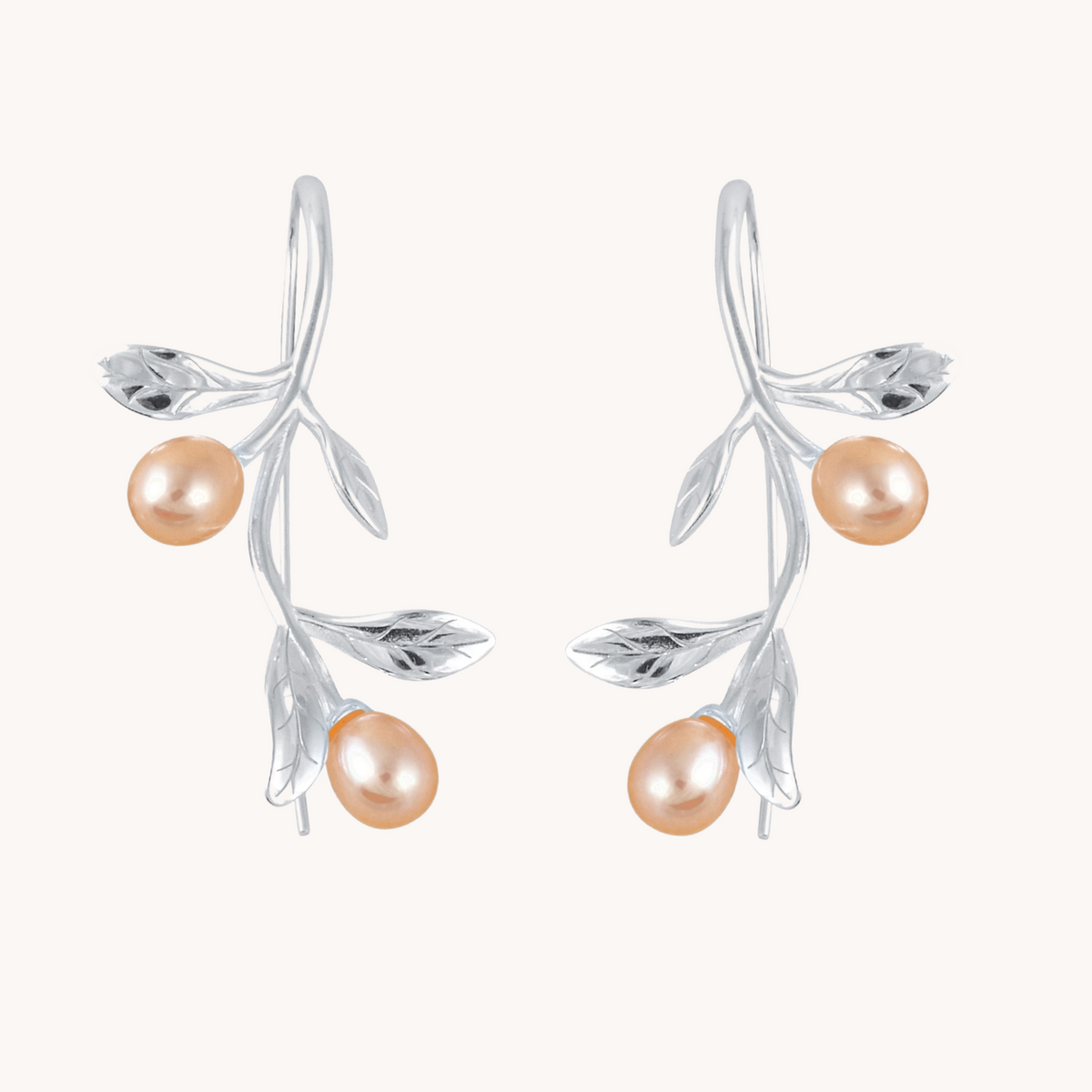 Olive Branch Silver Drop Earrings