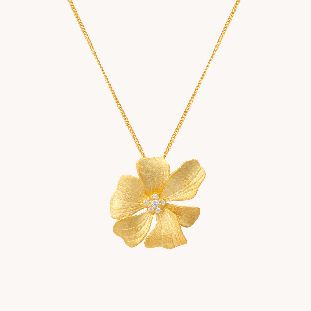 Rose Periwinkle Gold Pendant with Chain