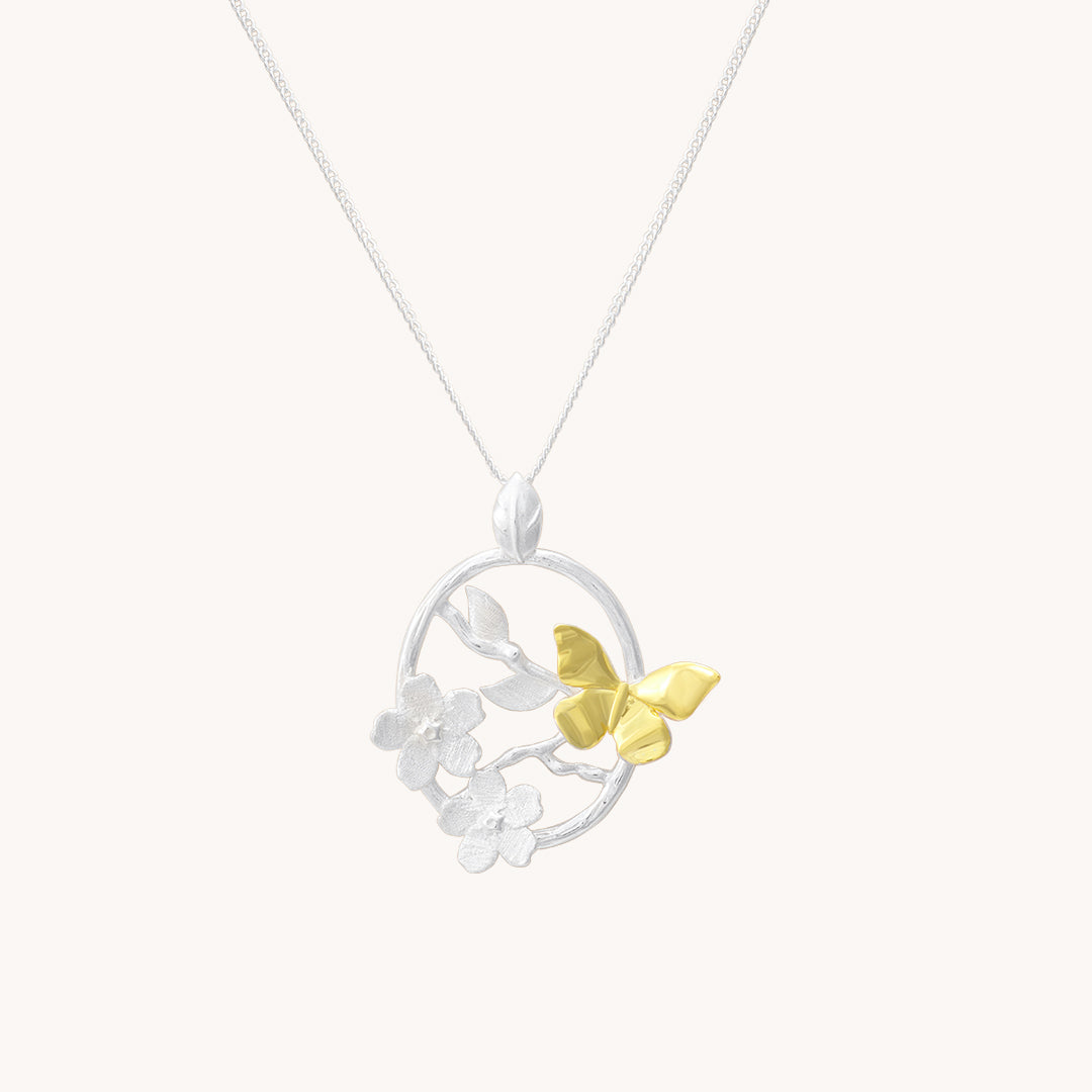 Butterfly Floral Pendant with Chain