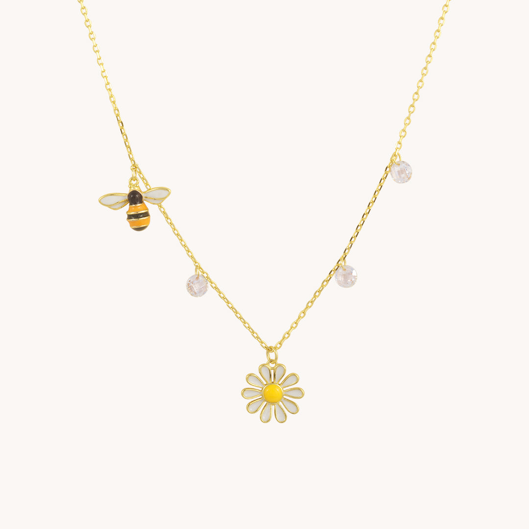 Honeybee floral Gold Necklace