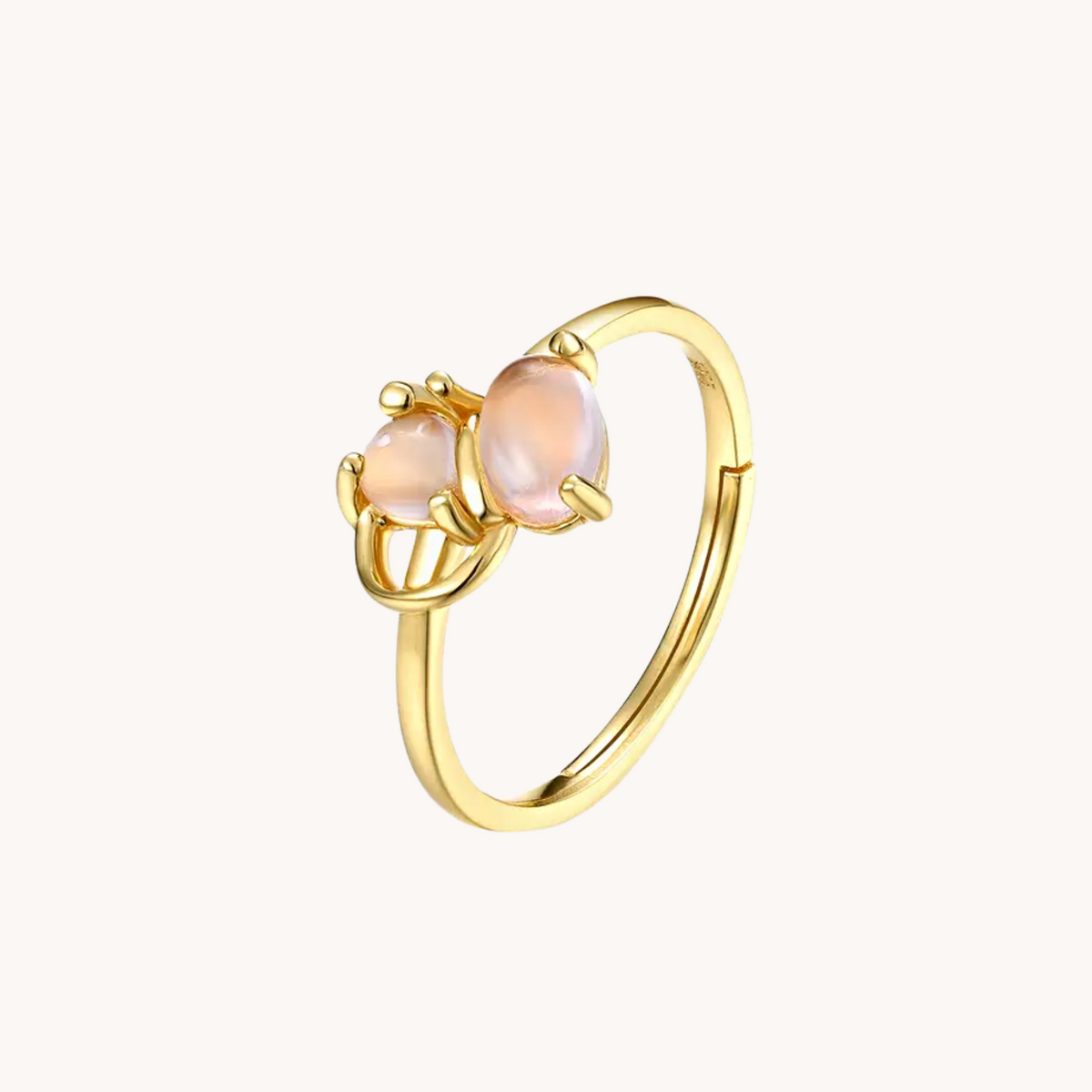 Rose Quartz Gold Adjustable Ring