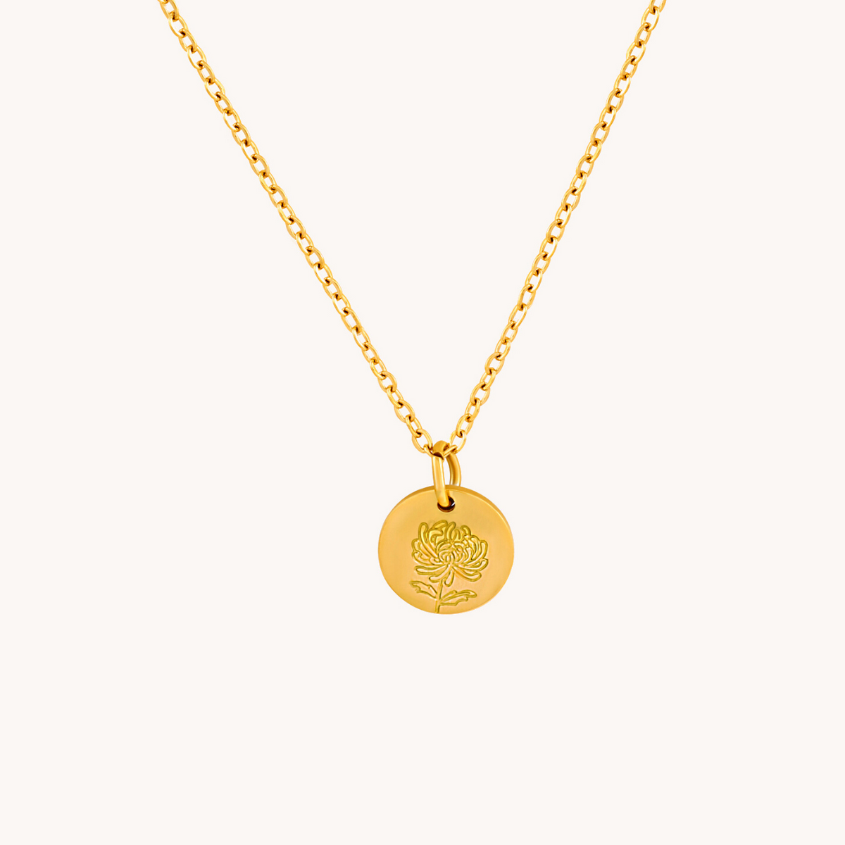 November Chrysanthemum Gold Birthflower Necklace