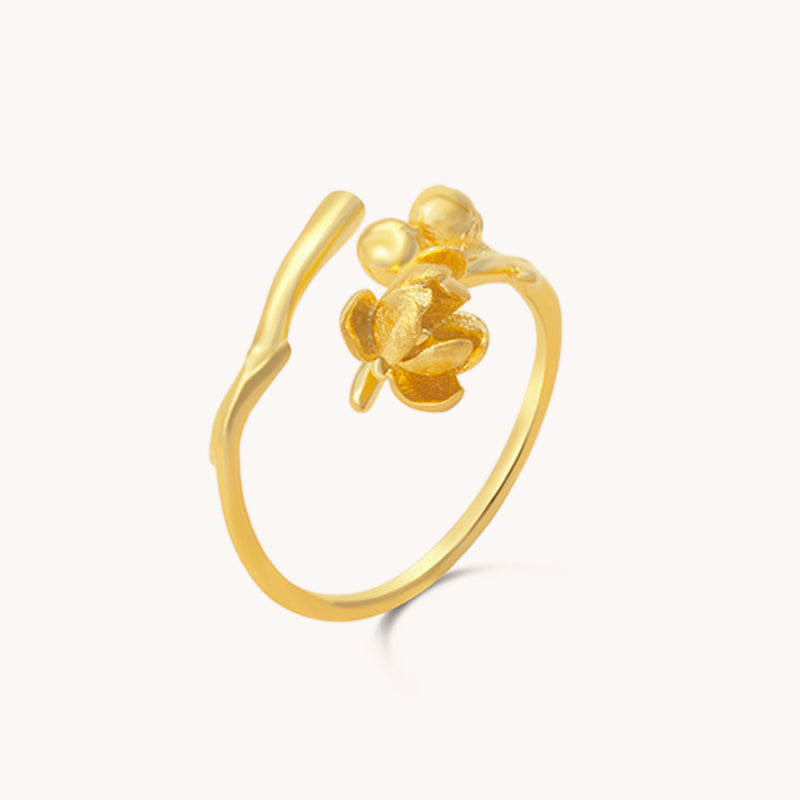 Rosebud Gold Adjustable Ring