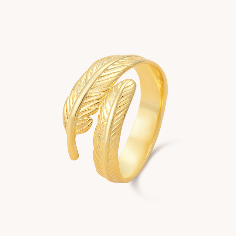 Fern Leaf Curl Gold Adjustable Ring