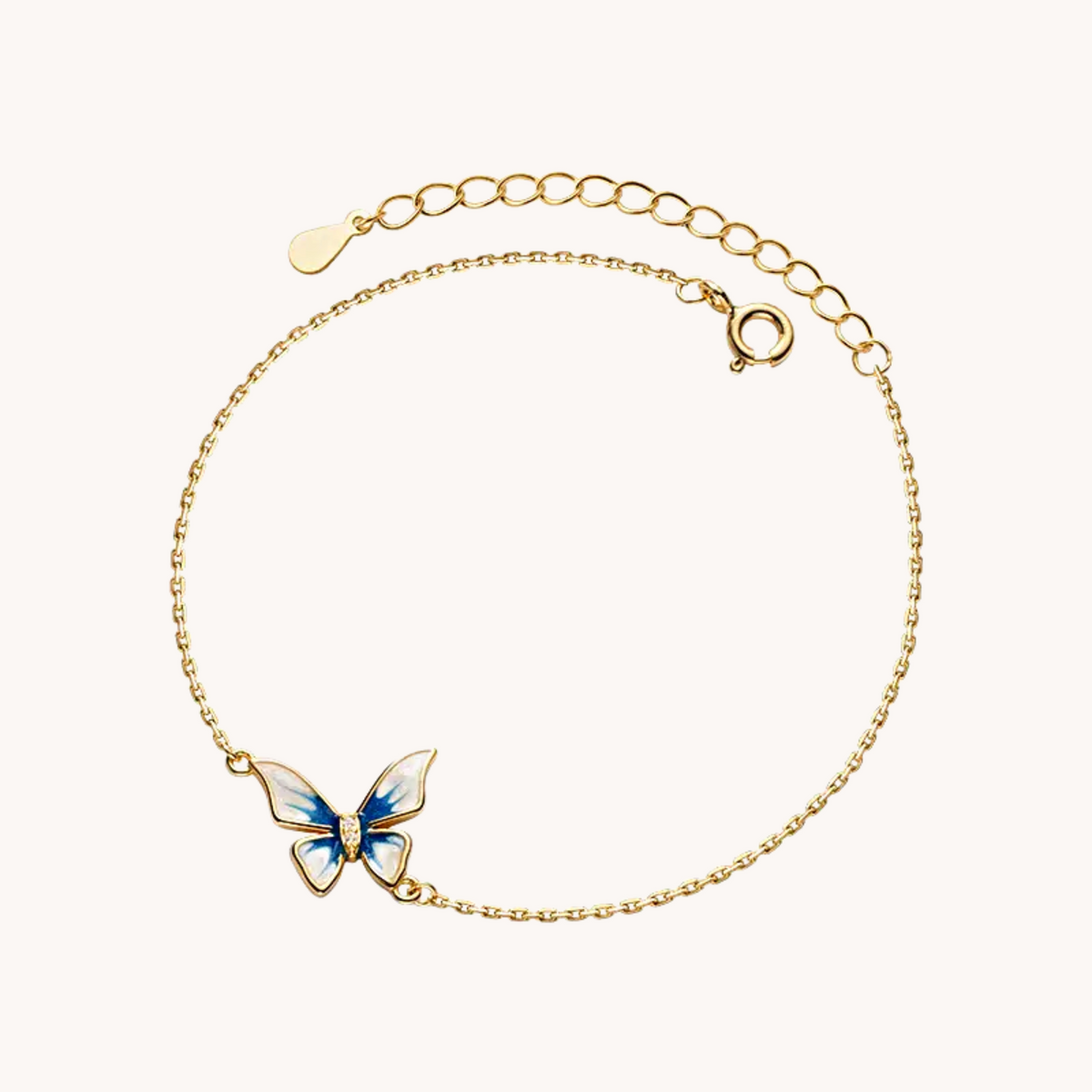 Blue Butterfly Gold Bracelet