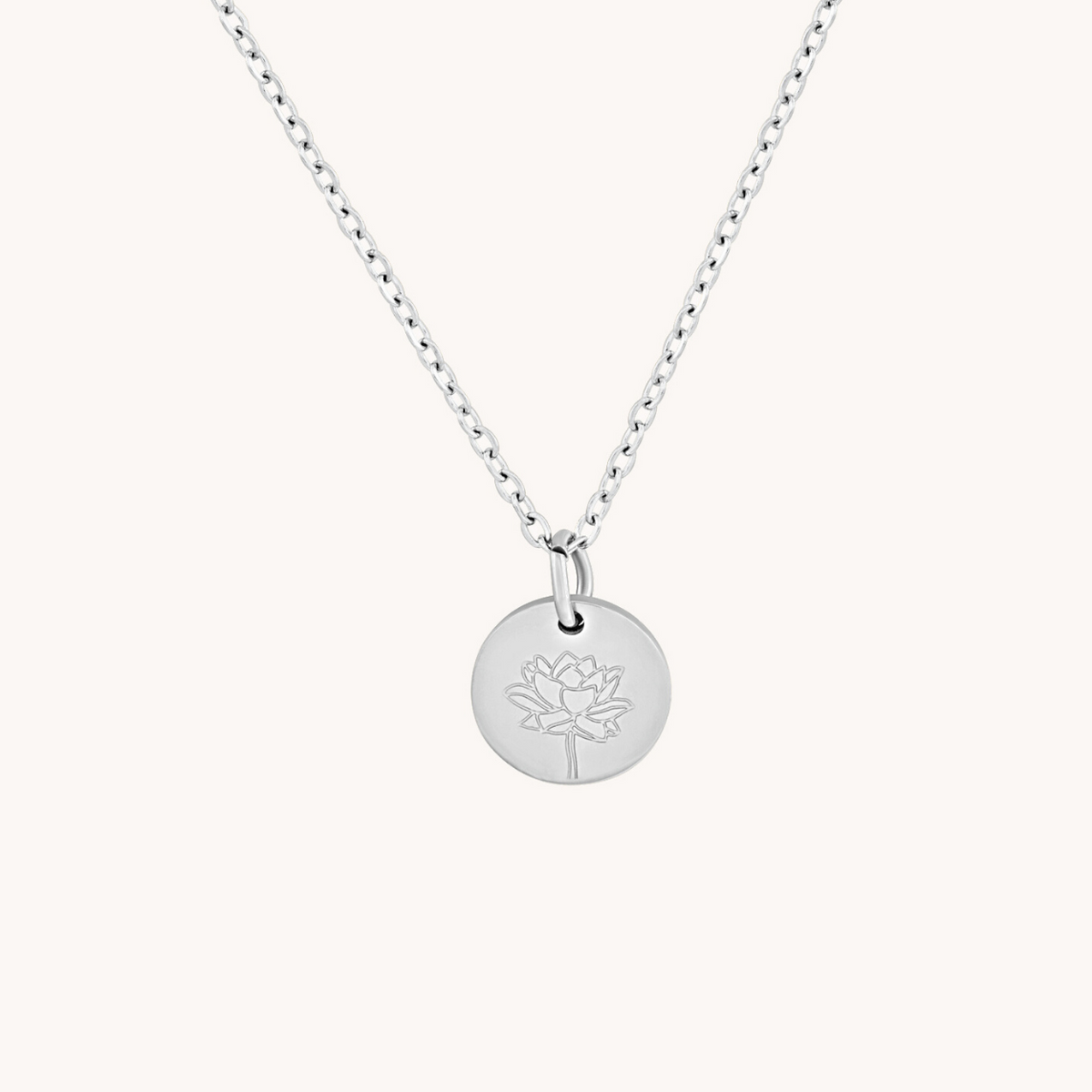 July Water Lily Silver Birthflower Necklace