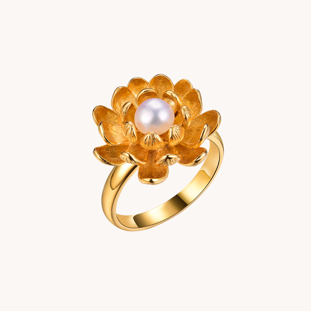 Peony Flower Gold Ring