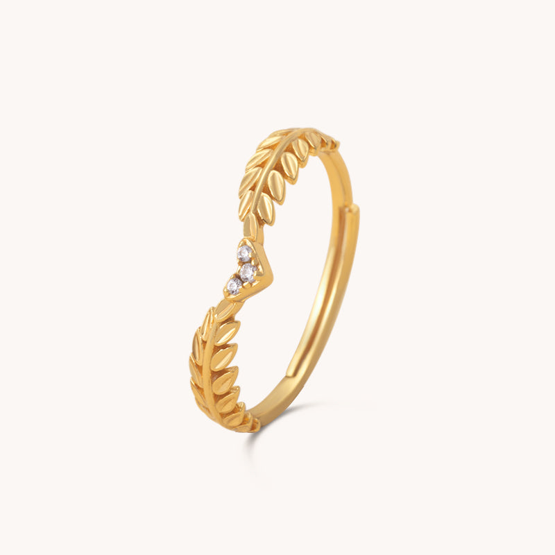 Fern Leaf Adjustable Gold Ring