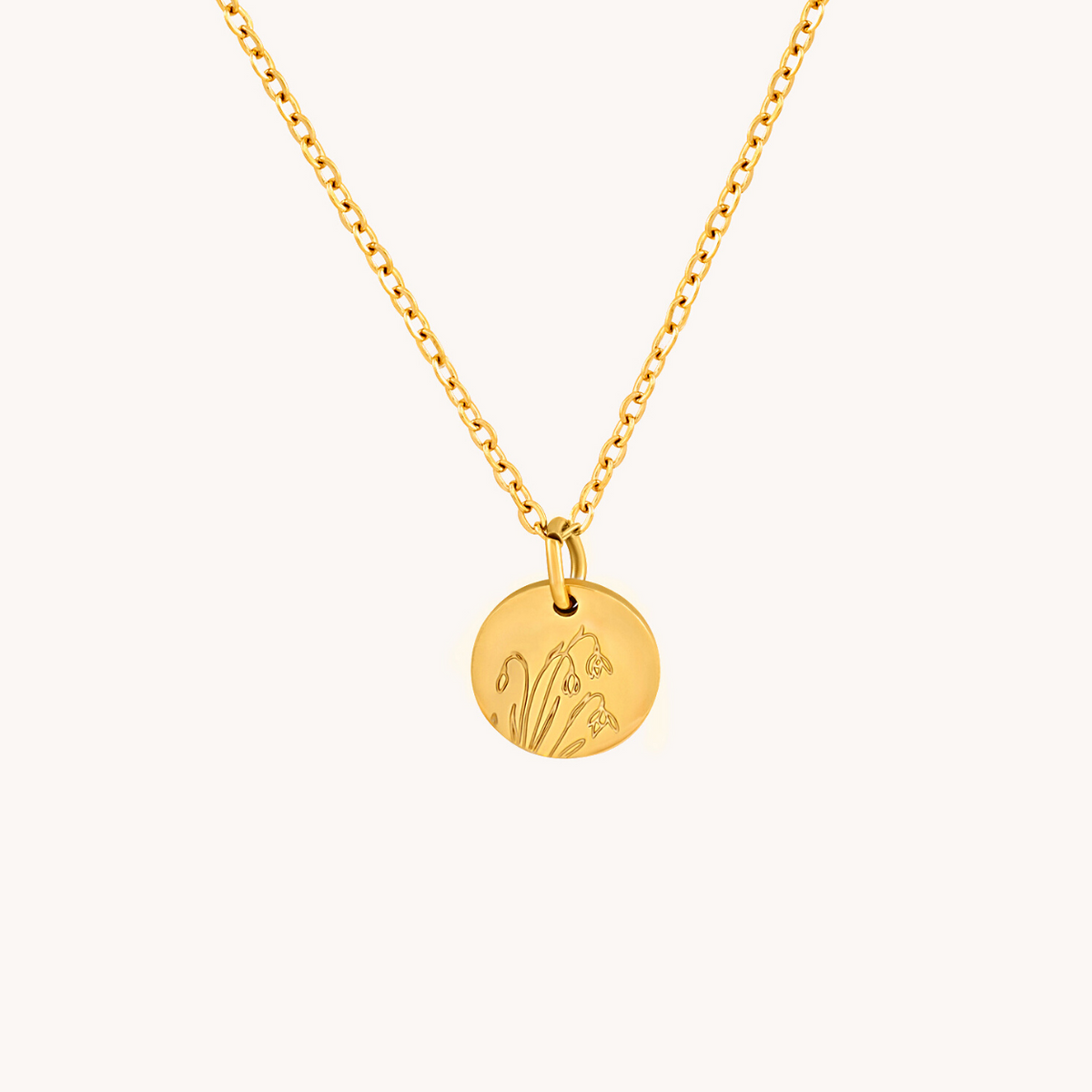 January Snowdrop Gold Birthflower Necklace