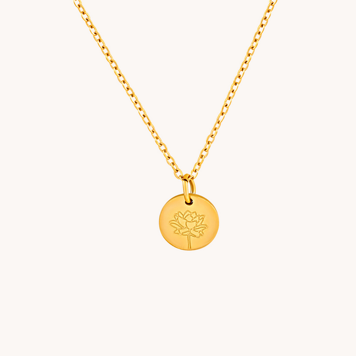 July Water Lily Gold Birthflower Necklace
