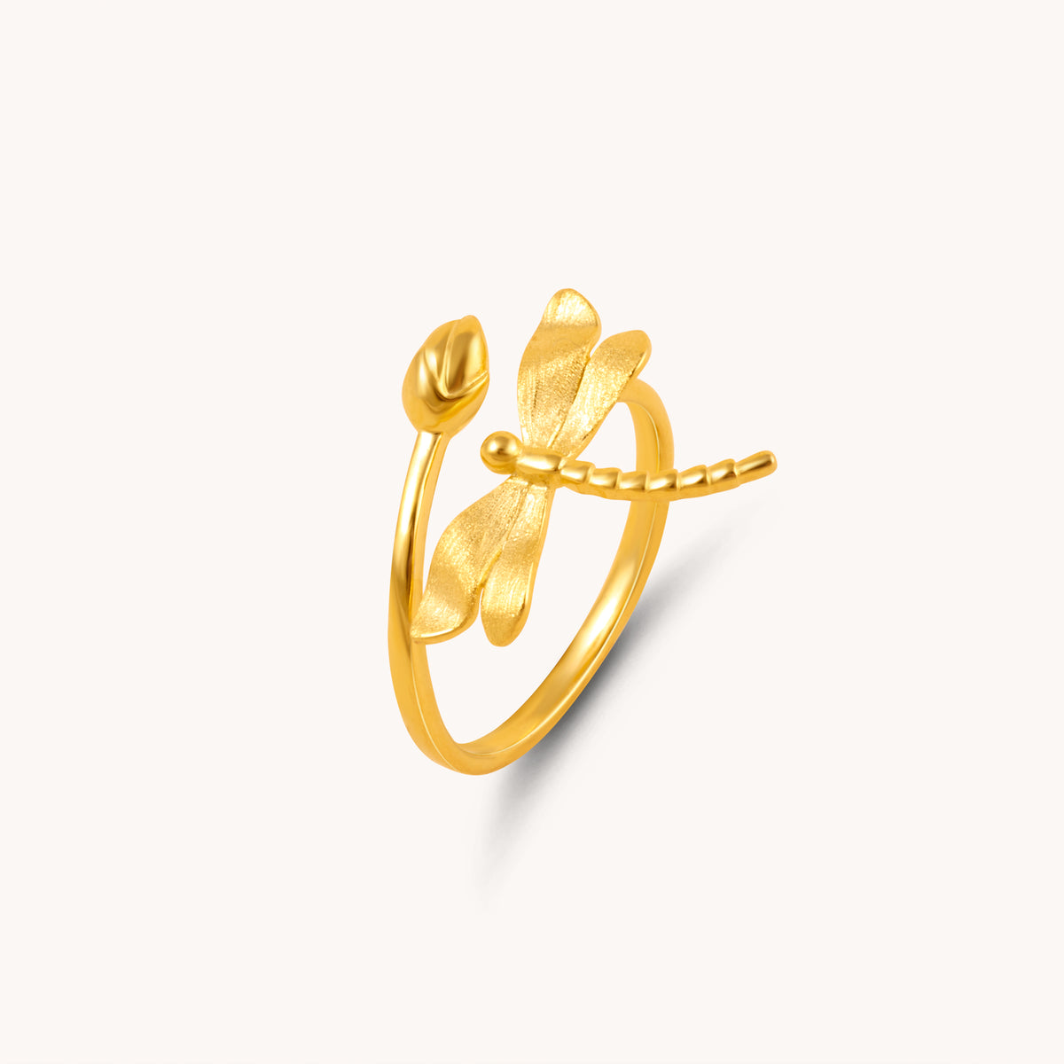 Dragonfly Gold Adjustable Ring