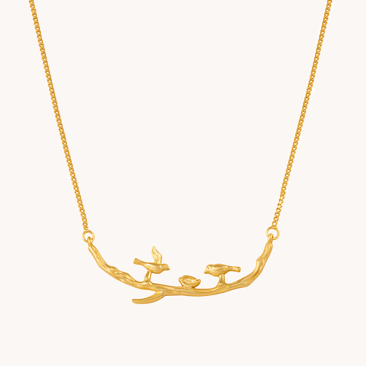 Birds And Nest Gold Necklace
