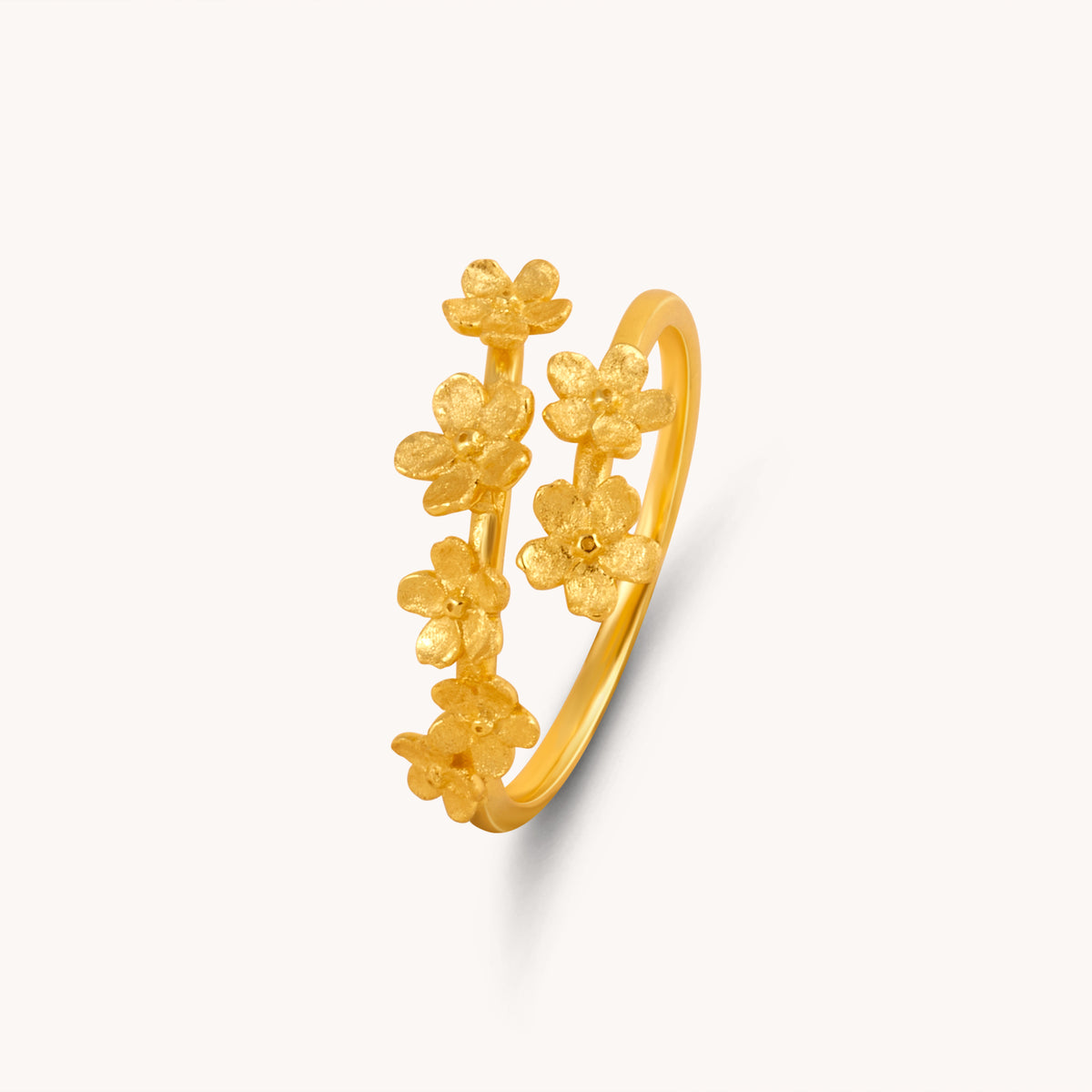 Cherry Blossom Gold Adjustable Ring