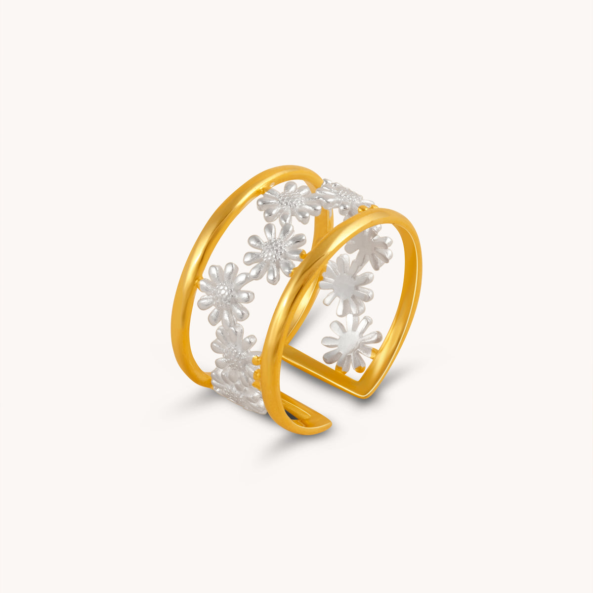 Daisy Gold Adjustable Ring