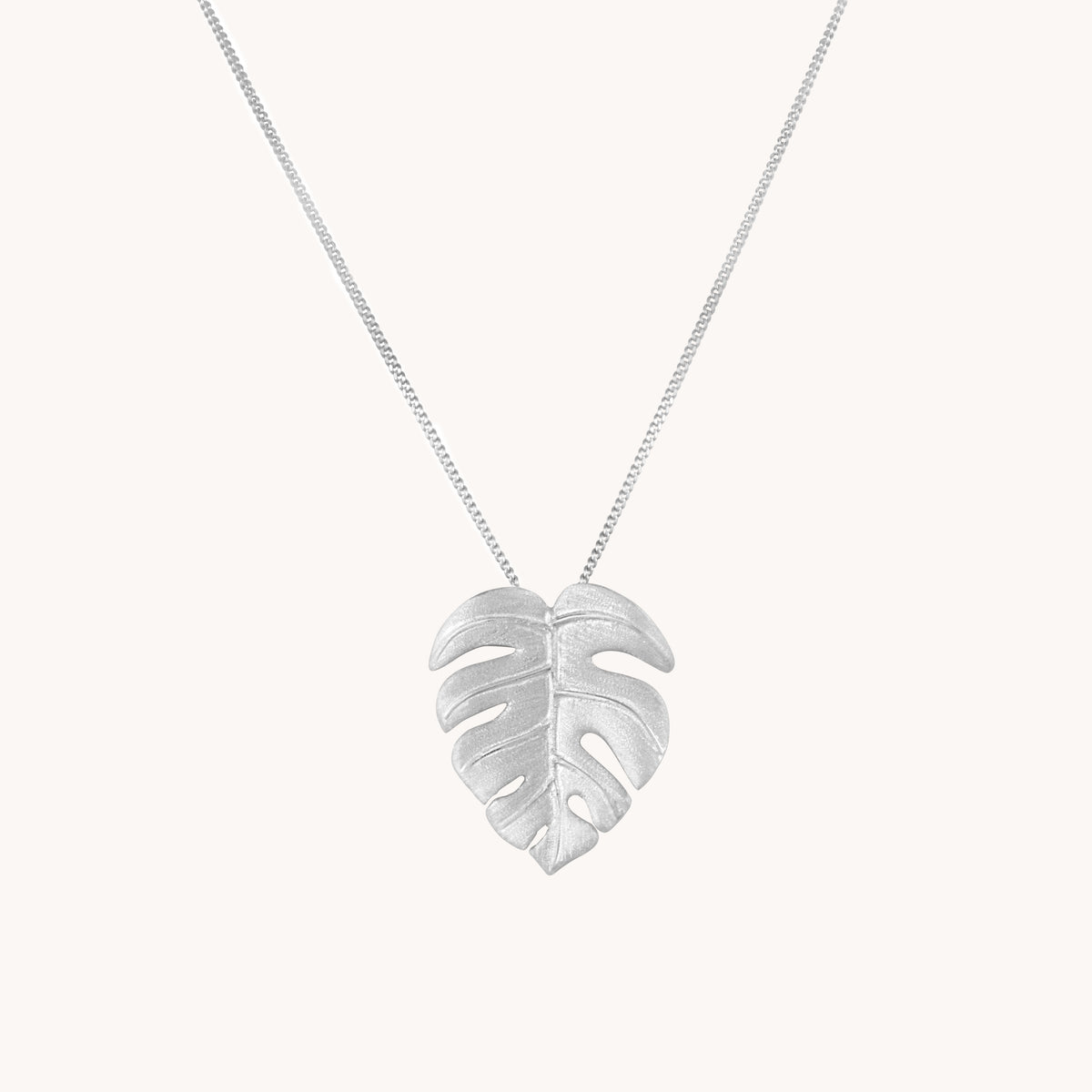 Monsterra Leaf Silver Pendant With Chain