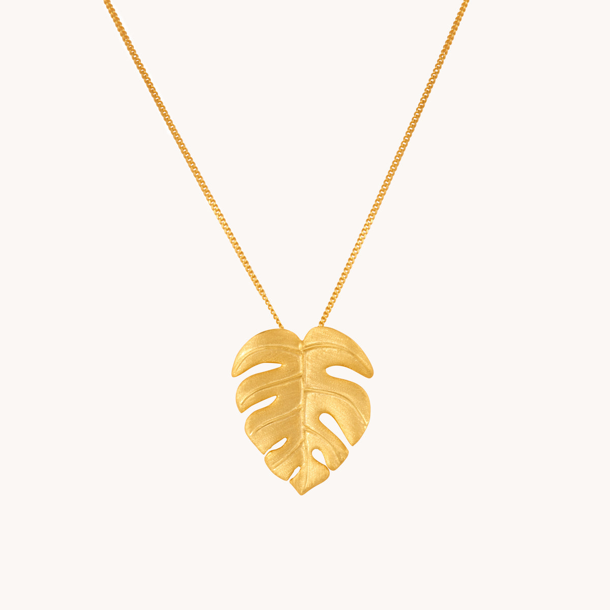Monsterra Leaf Gold Pendant With Chain