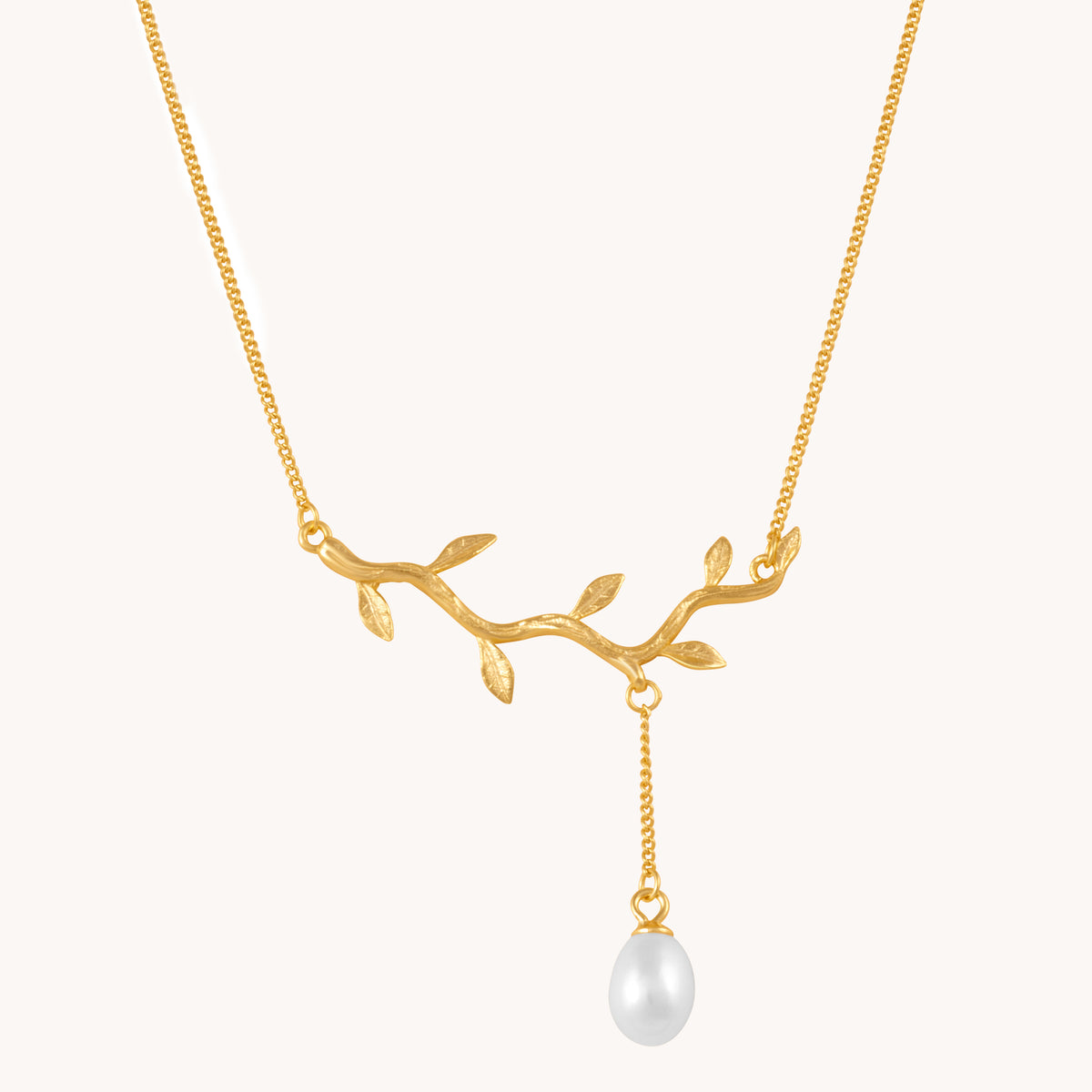 Pearl Leaves Gold Necklace
