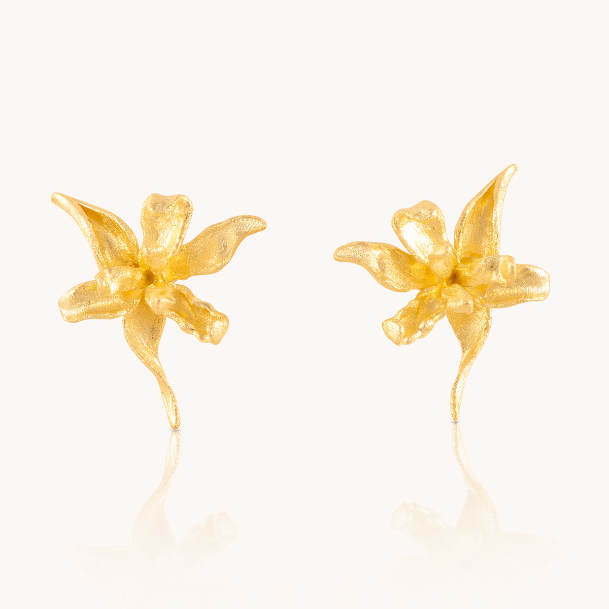 Iris Flower Gold Stud Earrings