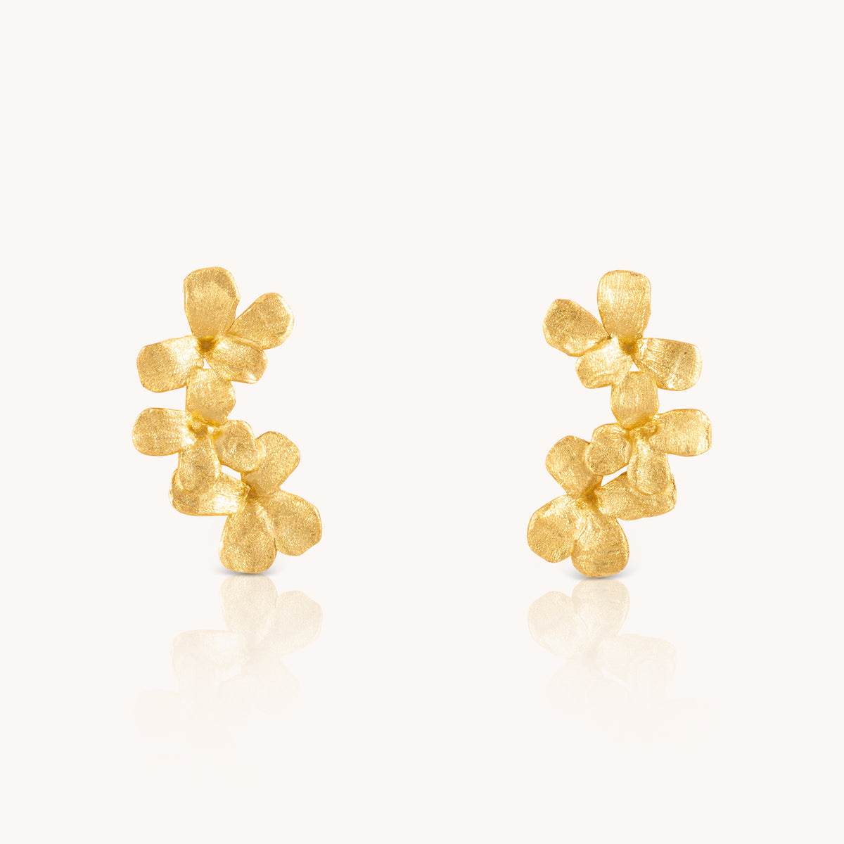 Mustard Flower Gold Stud Earrings