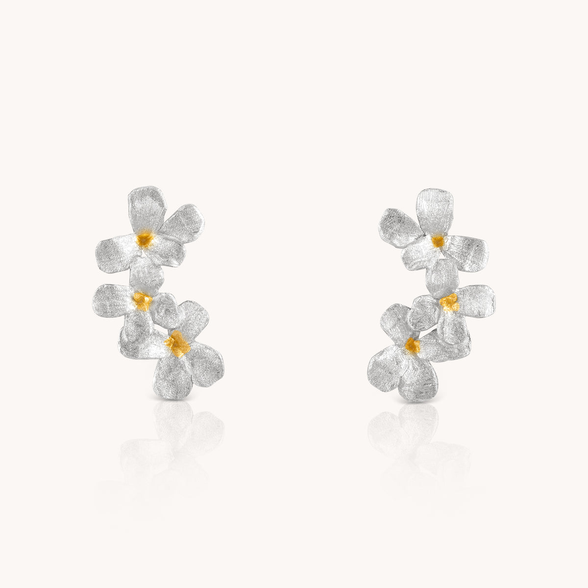 Mustard Flower Silver Stud Earrings