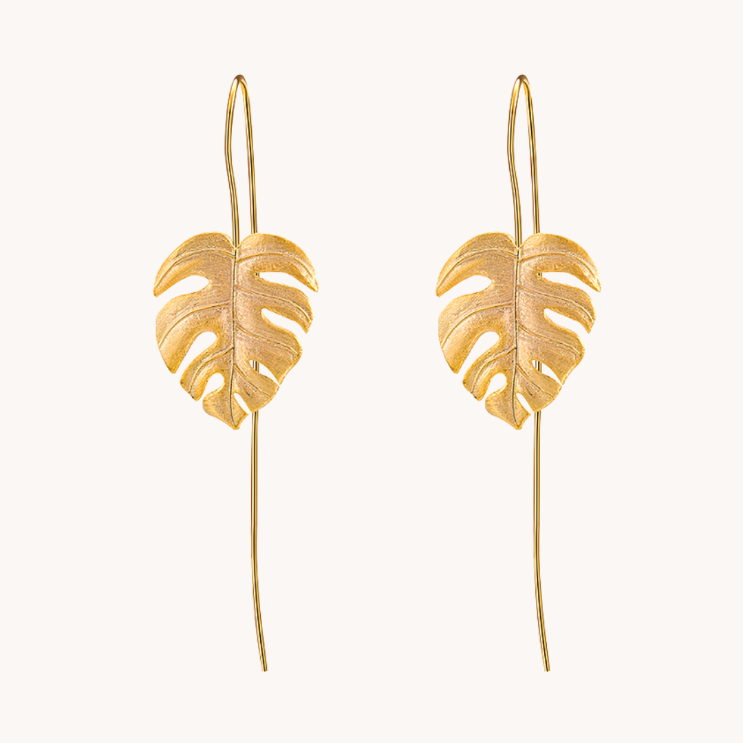 Monsterra Gold Drop Earrings