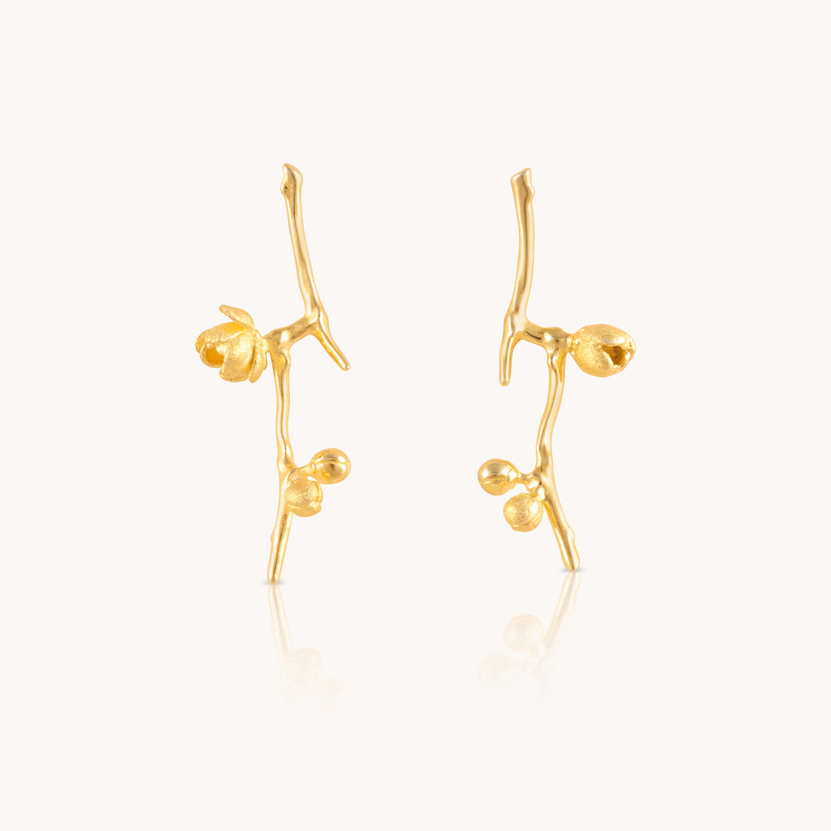 Plum Blossom Gold Stud Earrings